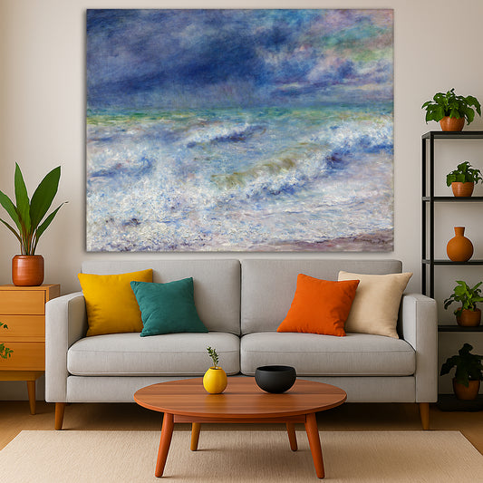 Pierre-Auguste Renoir - Seascape Giclée canvas print displayed in a modern living room interior