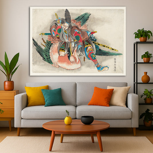 Katsushika Hokusai - Okijiro Hironari Giclée canvas print displayed in a modern living room interior