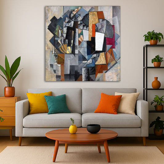 Kazimir Malevich - Bureau and Room Giclée canvas print displayed in a modern living room interior