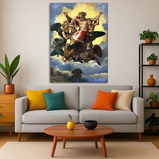 Raphael - Vision of Ezekiel Giclée canvas print displayed in a modern living room interior