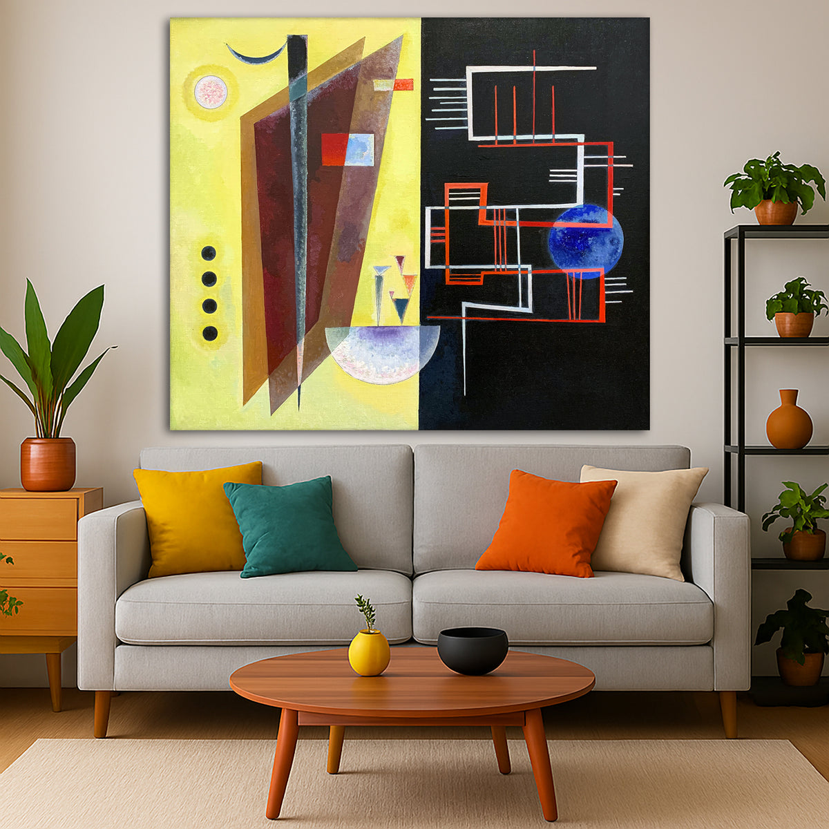 Wassily Kandinsky - Inner Alliance Giclée canvas print displayed in a modern living room interior