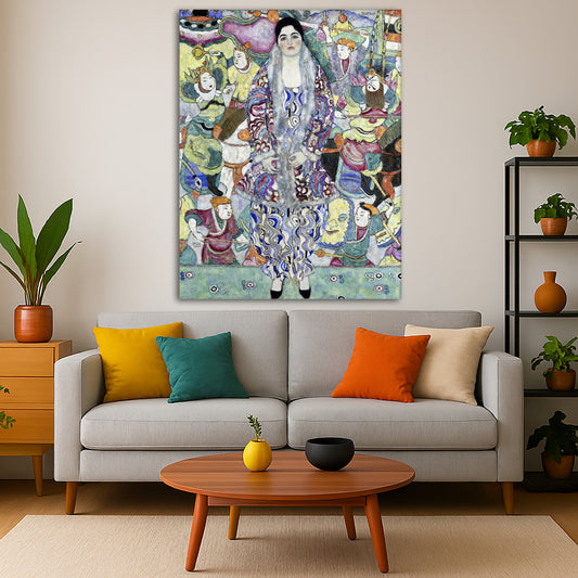 Gustav Klimt - Friederike Beer Giclée canvas print displayed in a modern living room interior