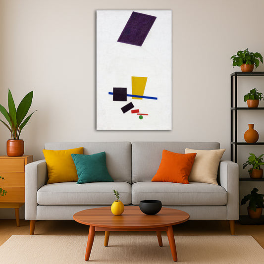 Kazimir Malevich - Football Player Giclée canvas print displayed in a modern living room interior