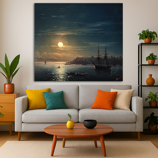 Ivan Aivazovsky - Constantinople Istanbul Giclée canvas print displayed in a modern living room interior