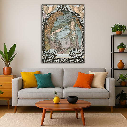 Alphonse Mucha - –Ilsee Princesse Giclée canvas print displayed in a modern living room interior