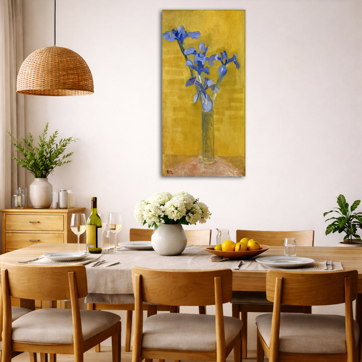 Piet Mondrian - Iris Giclée canvas wall art displayed in a dining room interior