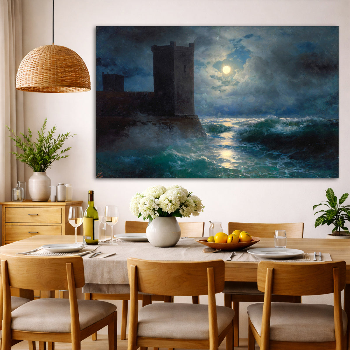 Ivan Aivazovsky - Black Sea Giclée canvas wall art displayed in a dining room interior