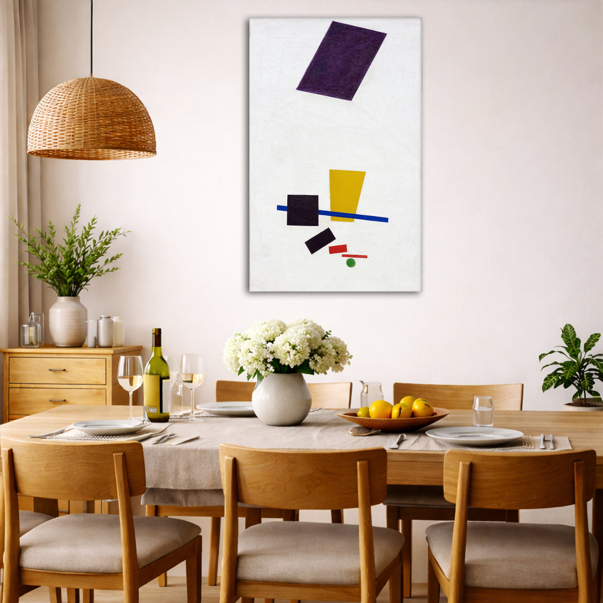 Kazimir Malevich - Football Player Giclée canvas wall art displayed in a dining room interior