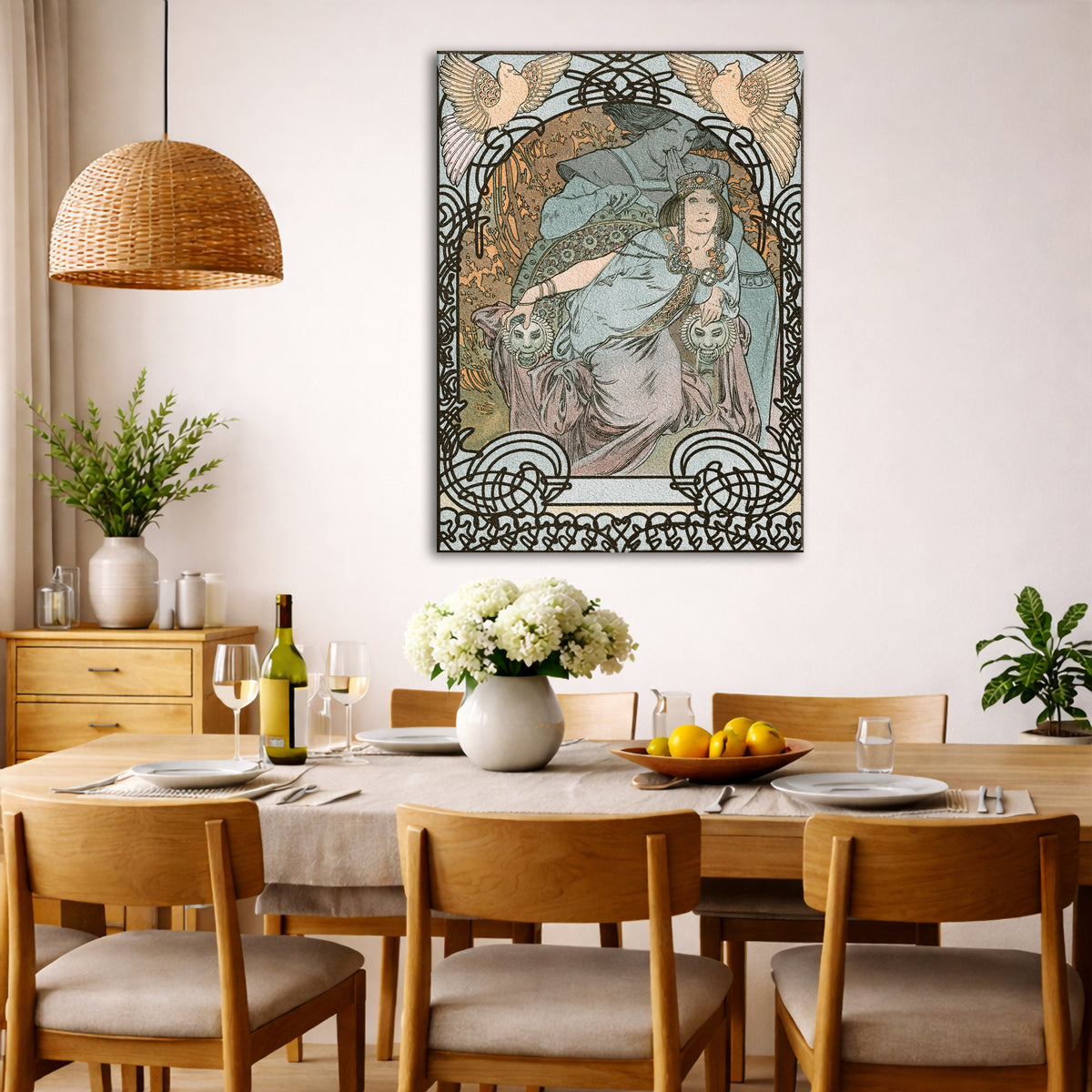 Alphonse Mucha - –Ilsee Princesse Giclée canvas wall art displayed in a dining room interior