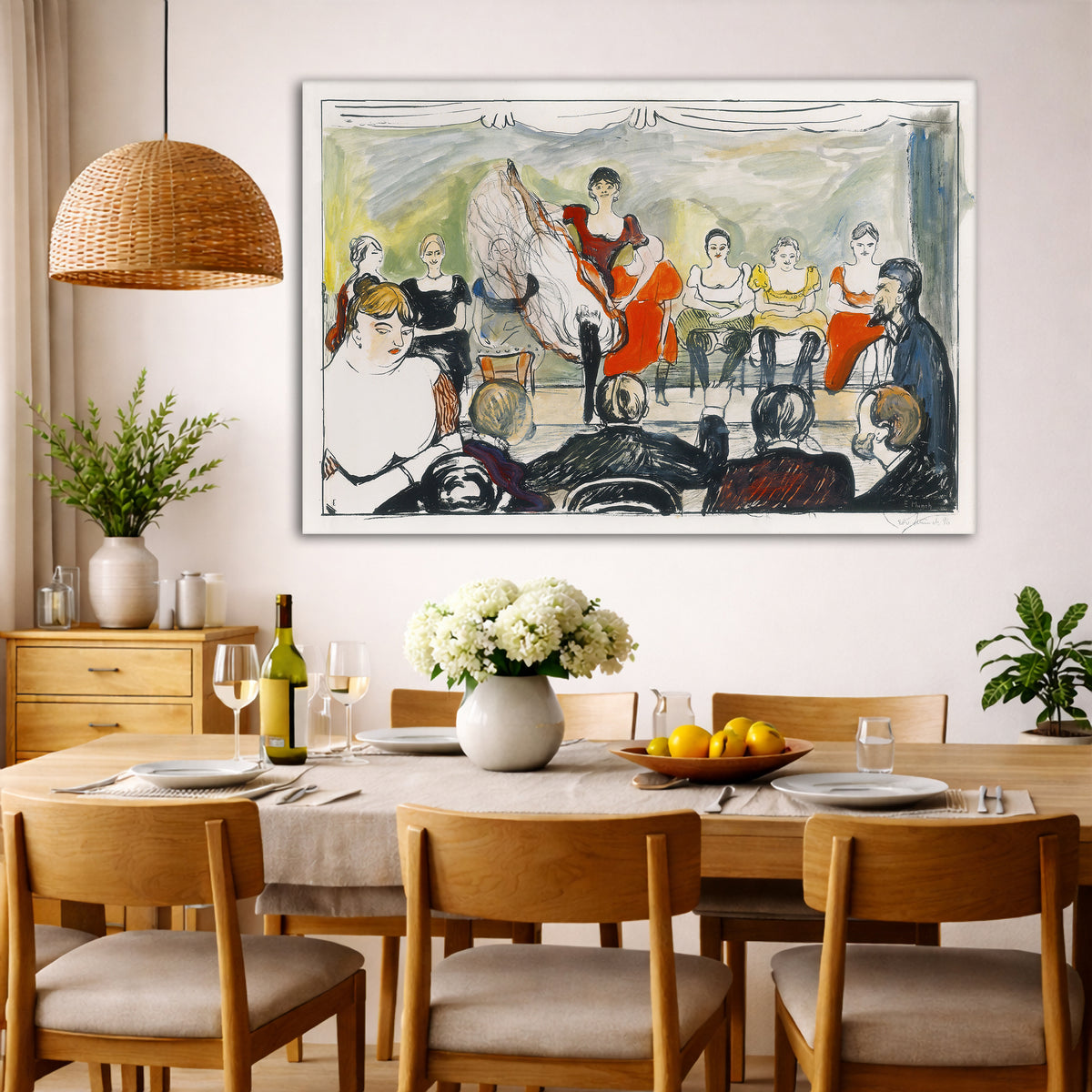 Edvard Munch - Tingletangle Giclée canvas wall art displayed in a dining room interior
