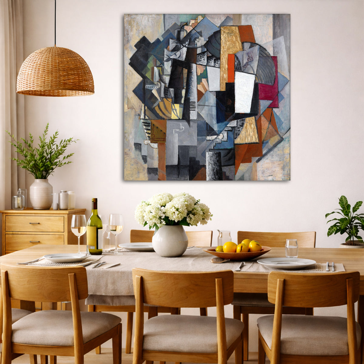 Kazimir Malevich - Bureau and Room Giclée canvas wall art displayed in a dining room interior